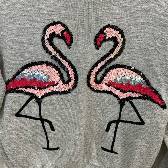 Abercrombie Kids Gray sequined Flamingo Sweater unique barbie pink verysoft 9/10 - Picture 5 of 6